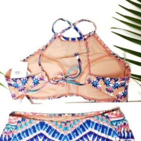 Kenneth Cole NWT Caracas halter top bikini top festival boho high neckline small - Picture 3 of 5